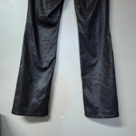 Express Black Faux Leather Wax Soft Lightweight Flare Super High Rise Jeans - Picture 11 of 14